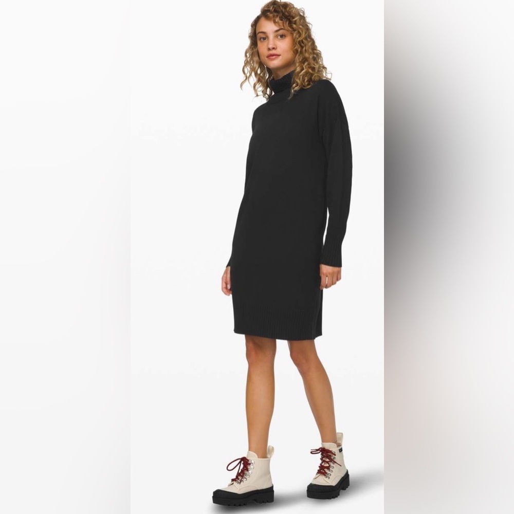 Lululemon Softer Still Knit Cashmere High Neck Side Pockets Thumbhole MidiDress